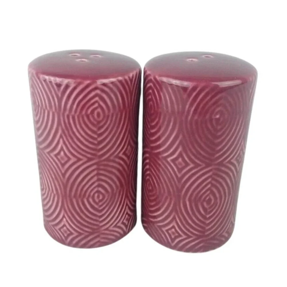 Threshold Majestic Pink Stoneware Salt & Pepper Shakers Geometric Design 3